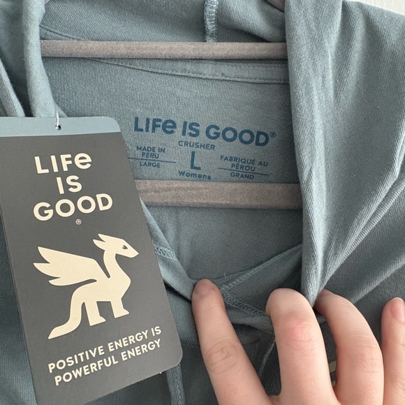 Life Is Good Teal Hoodie - Picture 2 of 3